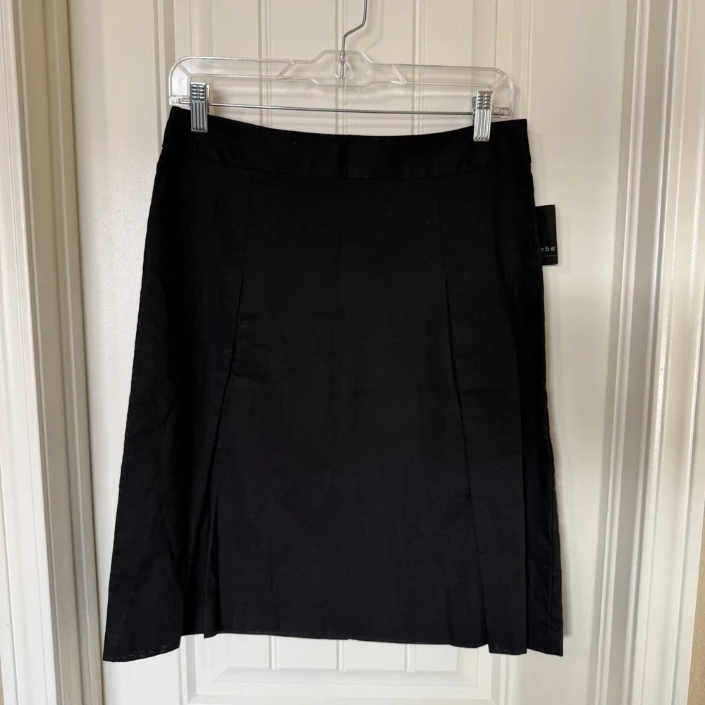 apostrophe black linen blend knee length skirt‎ size 4